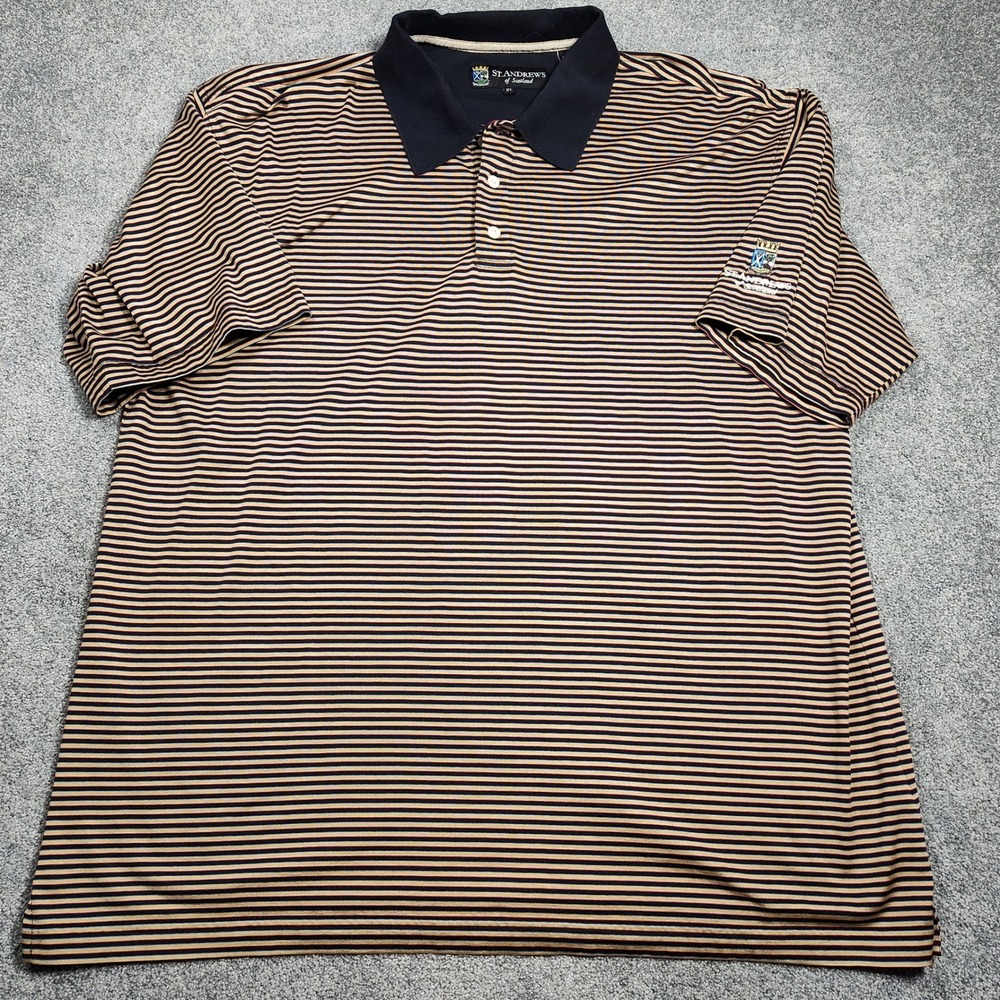 St Andrews of Scotland XL Golf Polo Shirt Striped Short Sleeve Menswear